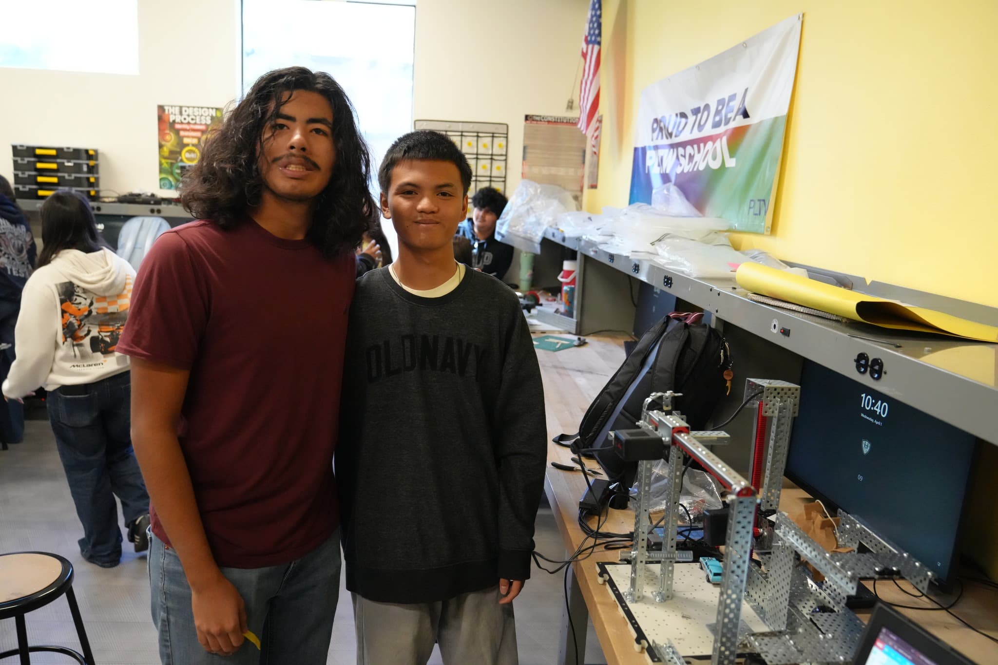 Highland Prep West students building at a Project Lead the Way engineering station