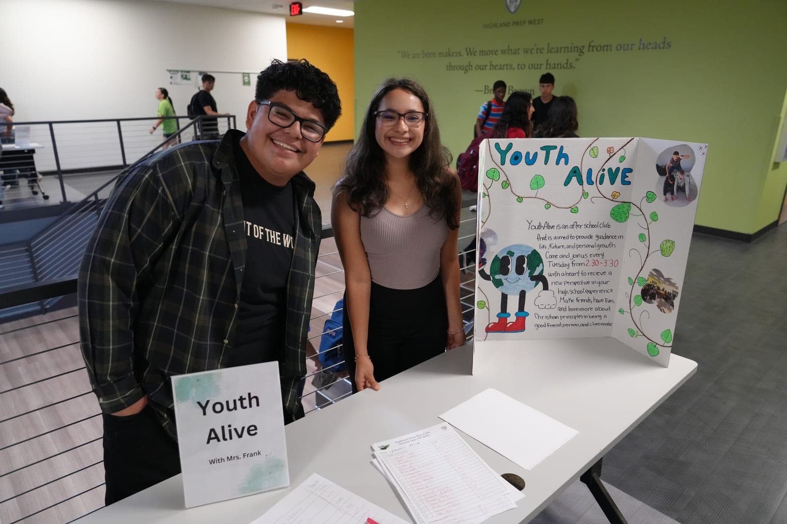 Highland Prep West students at the Youth Alive club table