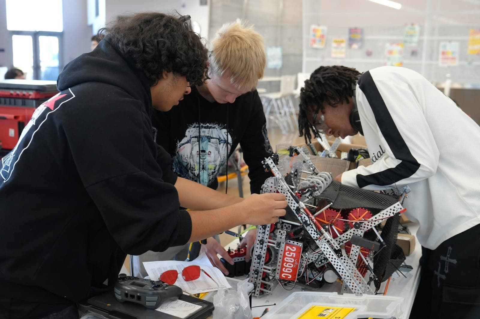 Students competing with a VEX robot